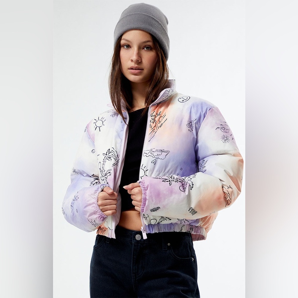 NWT $198 Roxy x Chloe Kim Reversible Puffer Bomber Jacket Sz m - Picture 1 of 11